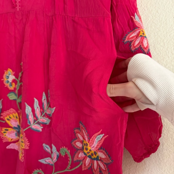 Johnny Was Teyros Dress Jazzy Embroidered Red Size Small NWT Mini - Picture 7 of 13